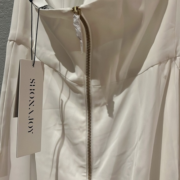 Shona joy x Revolve Knotted Neckline Tulip Hem Draped Dress Gown Ivory NWT - Picture 7 of 14